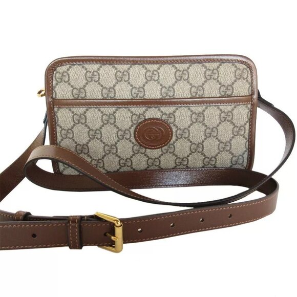 Gucci Handbags - Auth GUCCI GG Supreme Crossbody Shoulder Bag Beige / brown PVC/leather